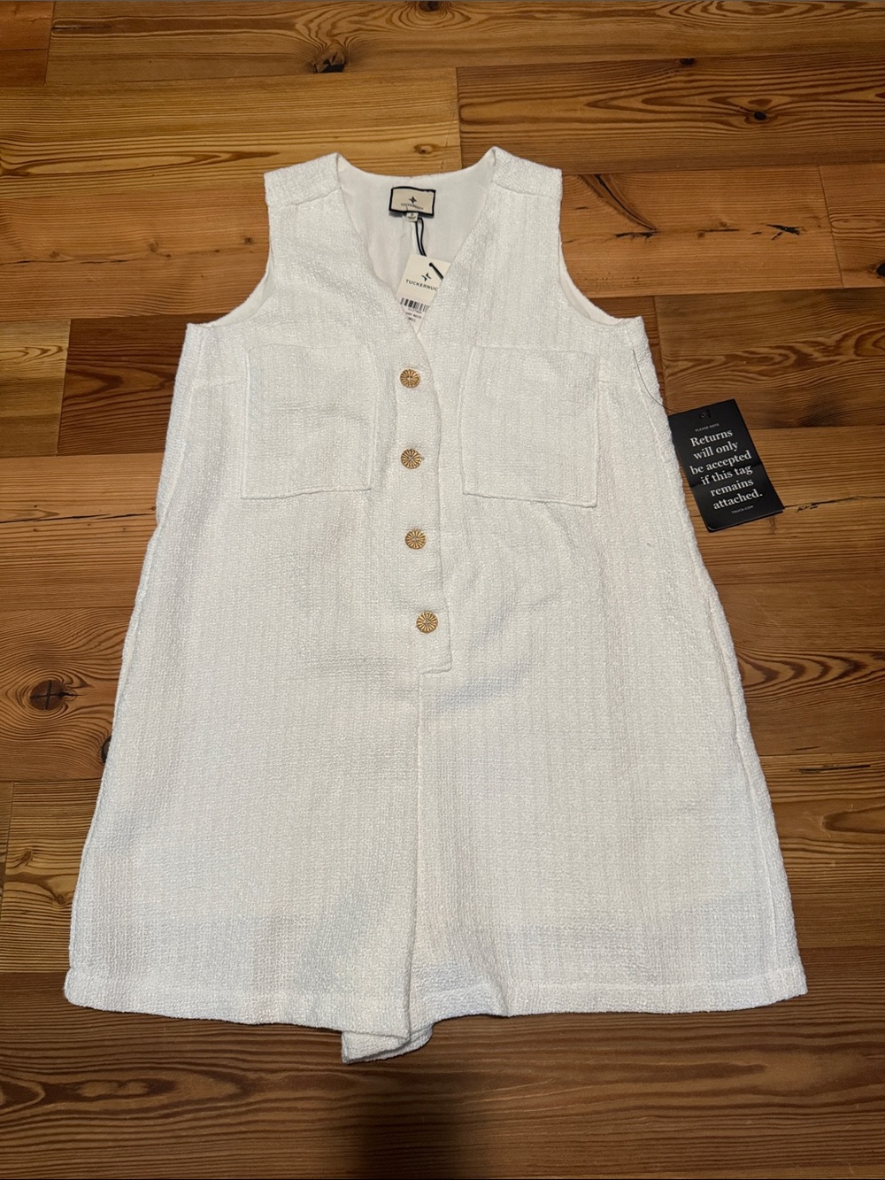 Tuckernuck White Textured Myla Romper